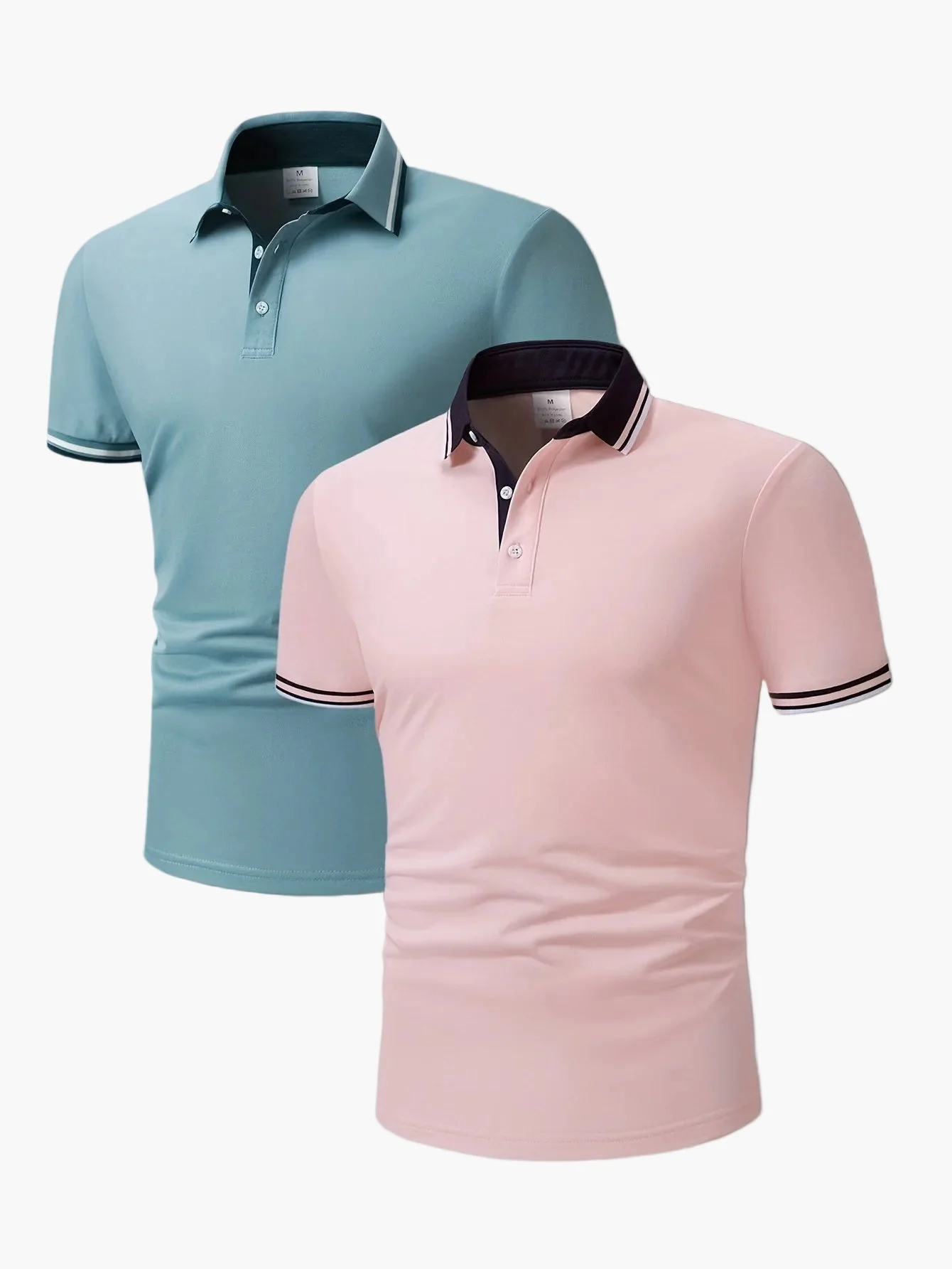 Polo décontracté homme à col contrastant, style élégant pour activités quotidiennes et loisirs - Image 2