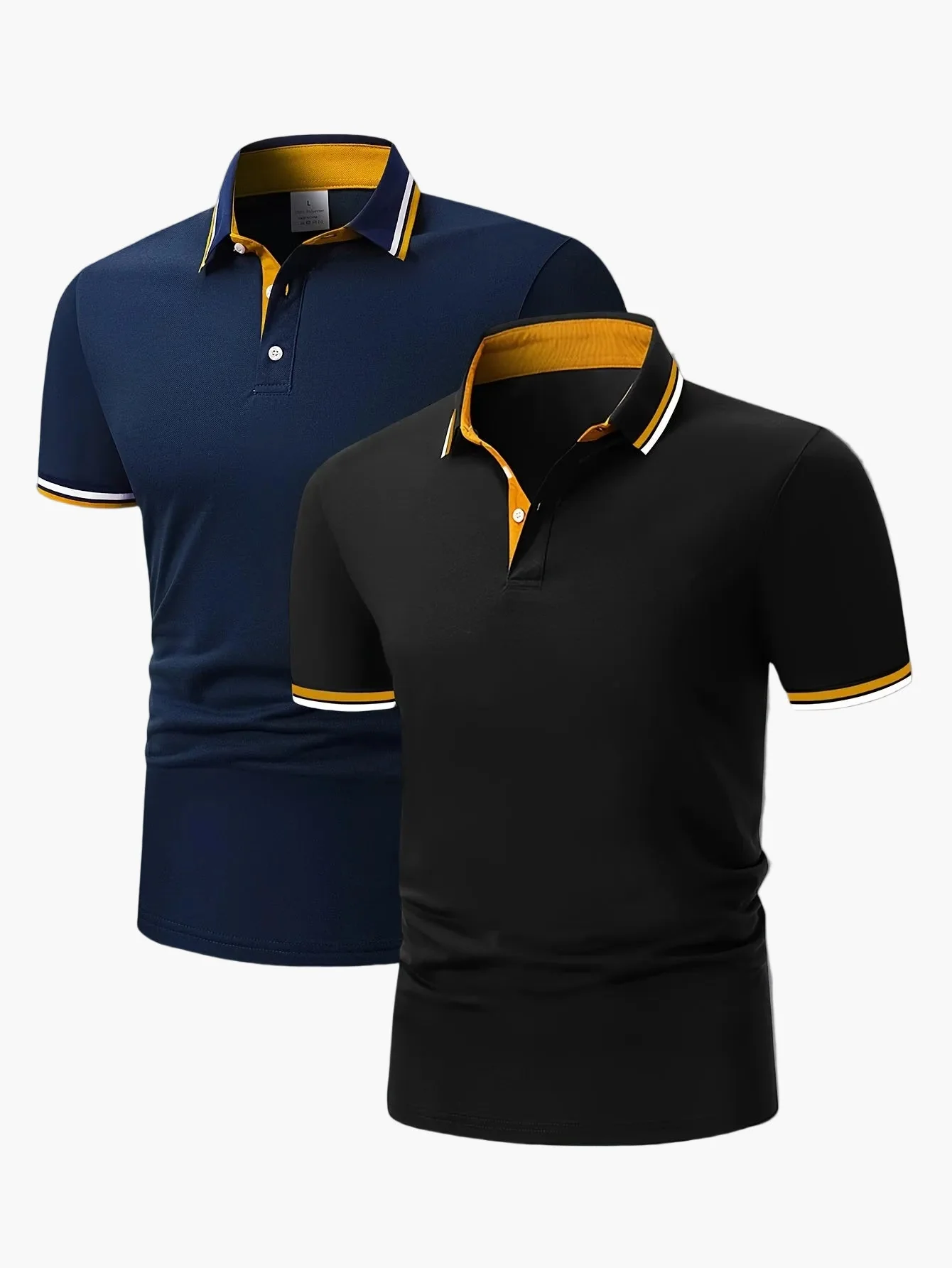 Polo décontracté homme à col contrastant, style élégant pour activités quotidiennes et loisirs - Image 3