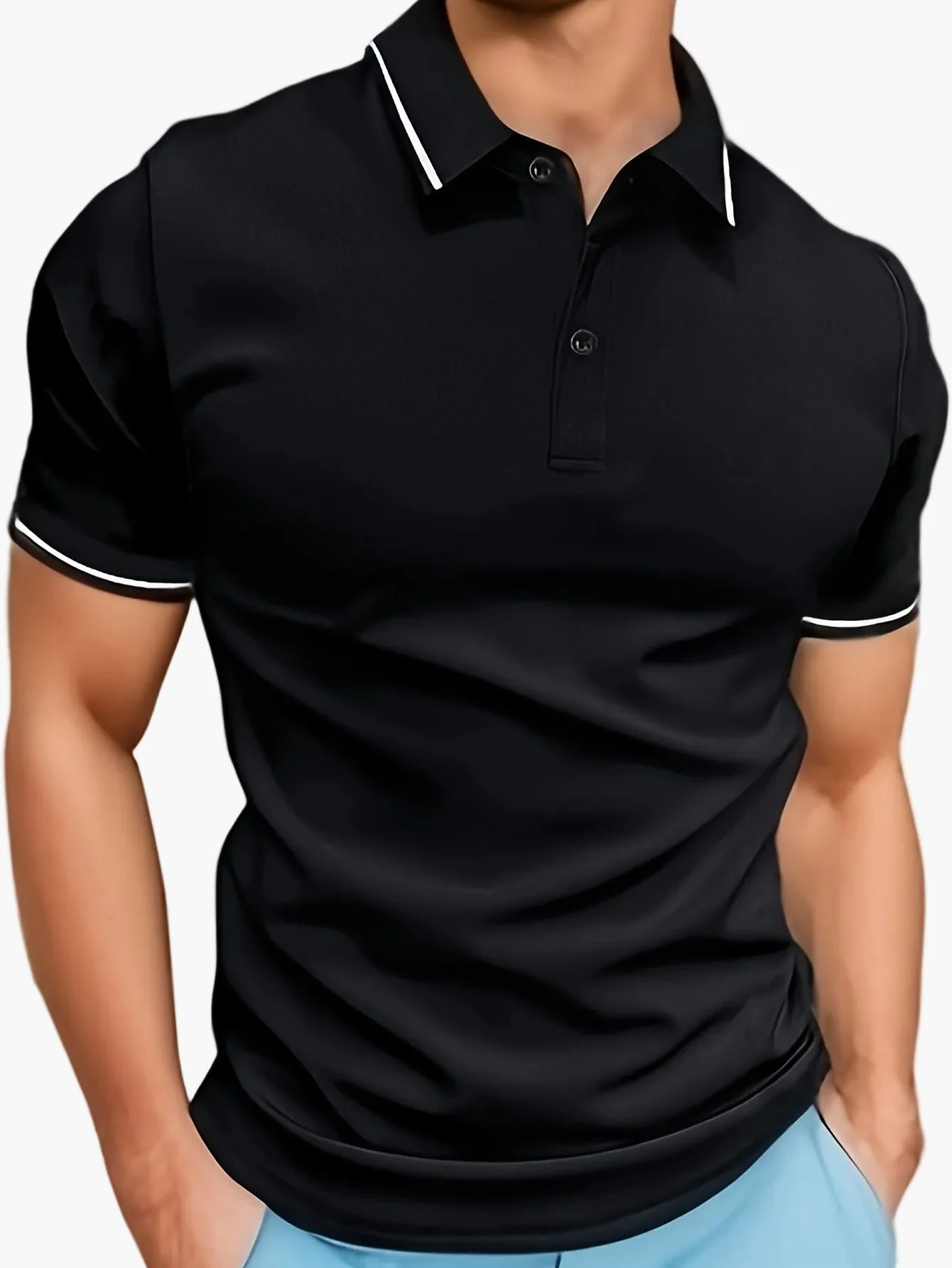 Polo décontracté pour homme à col contrastant – Style moderne et polyvalent - Image 2