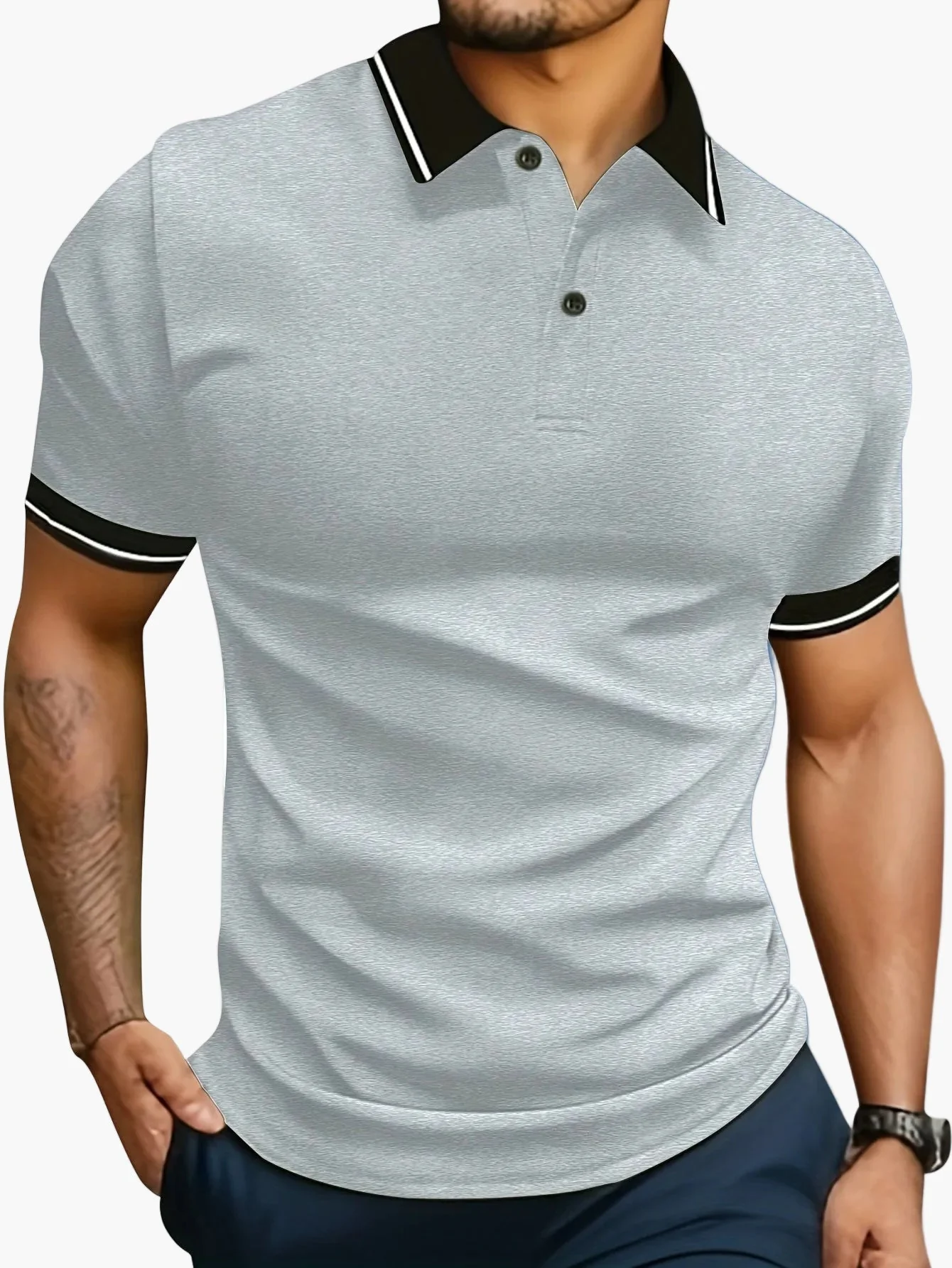Polo décontracté pour homme à col contrastant – Style moderne et polyvalent - Image 3