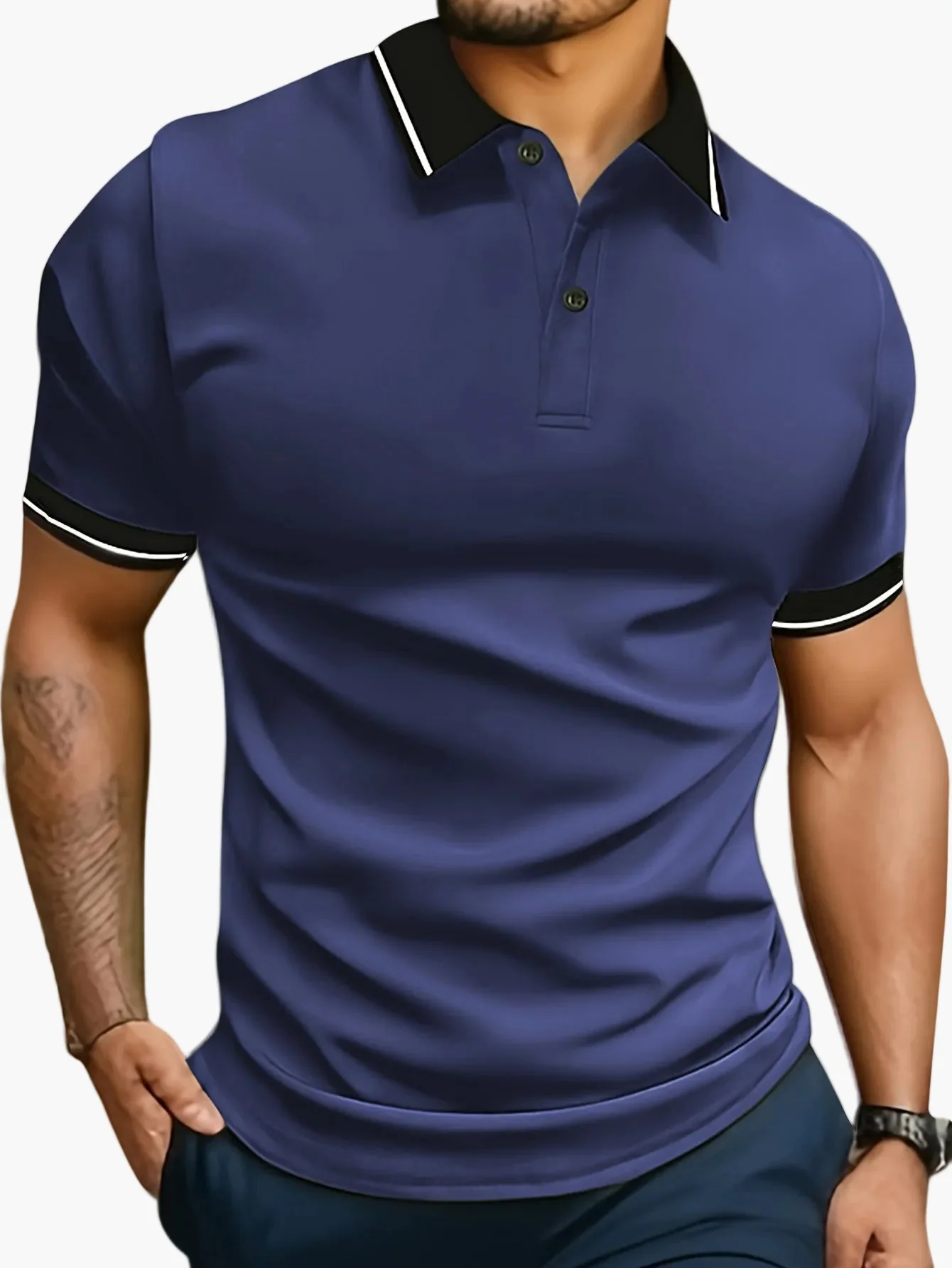 Polo décontracté pour homme à col contrastant – Style moderne et polyvalent - Image 5
