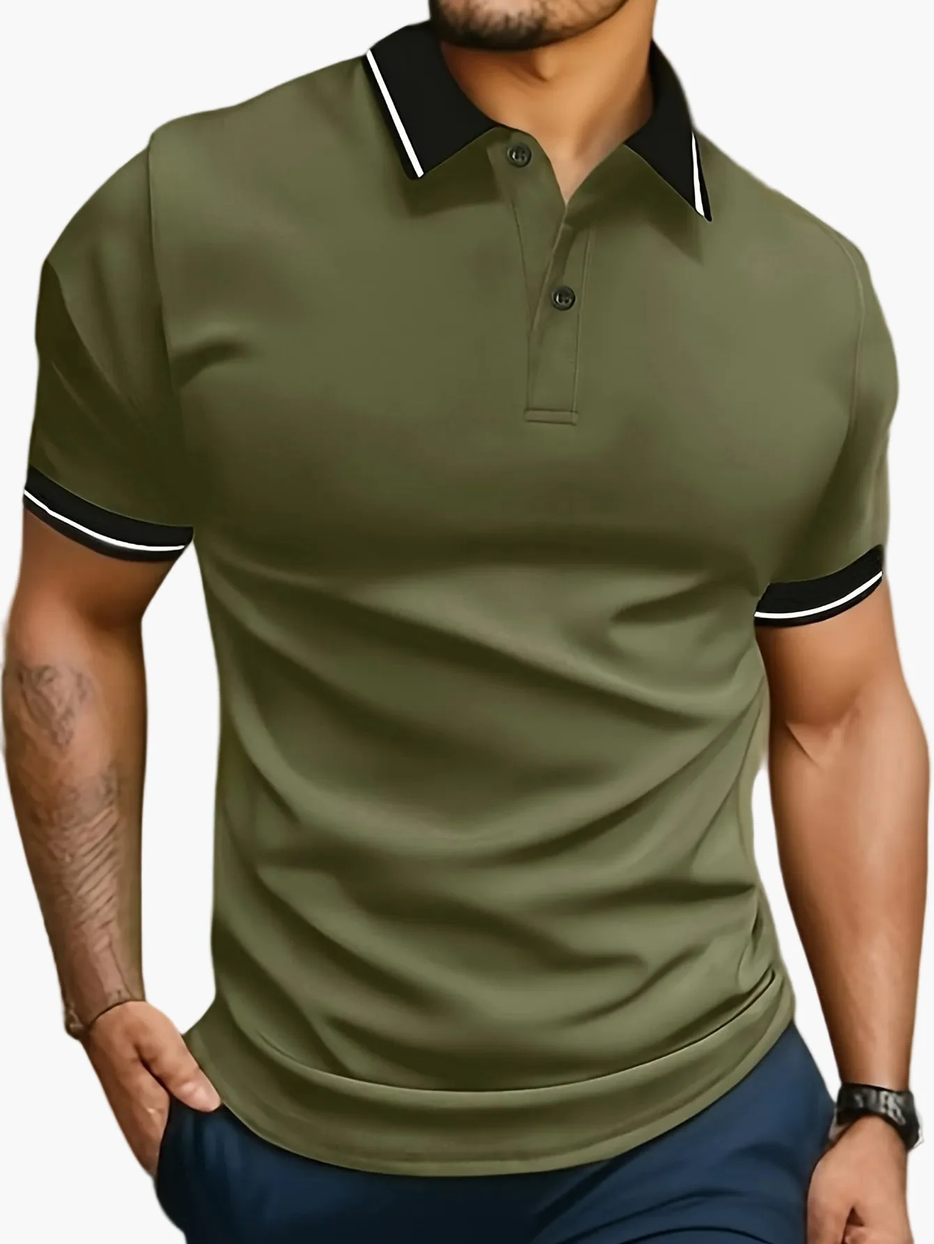 Polo décontracté pour homme à col contrastant – Style moderne et polyvalent - Image 6