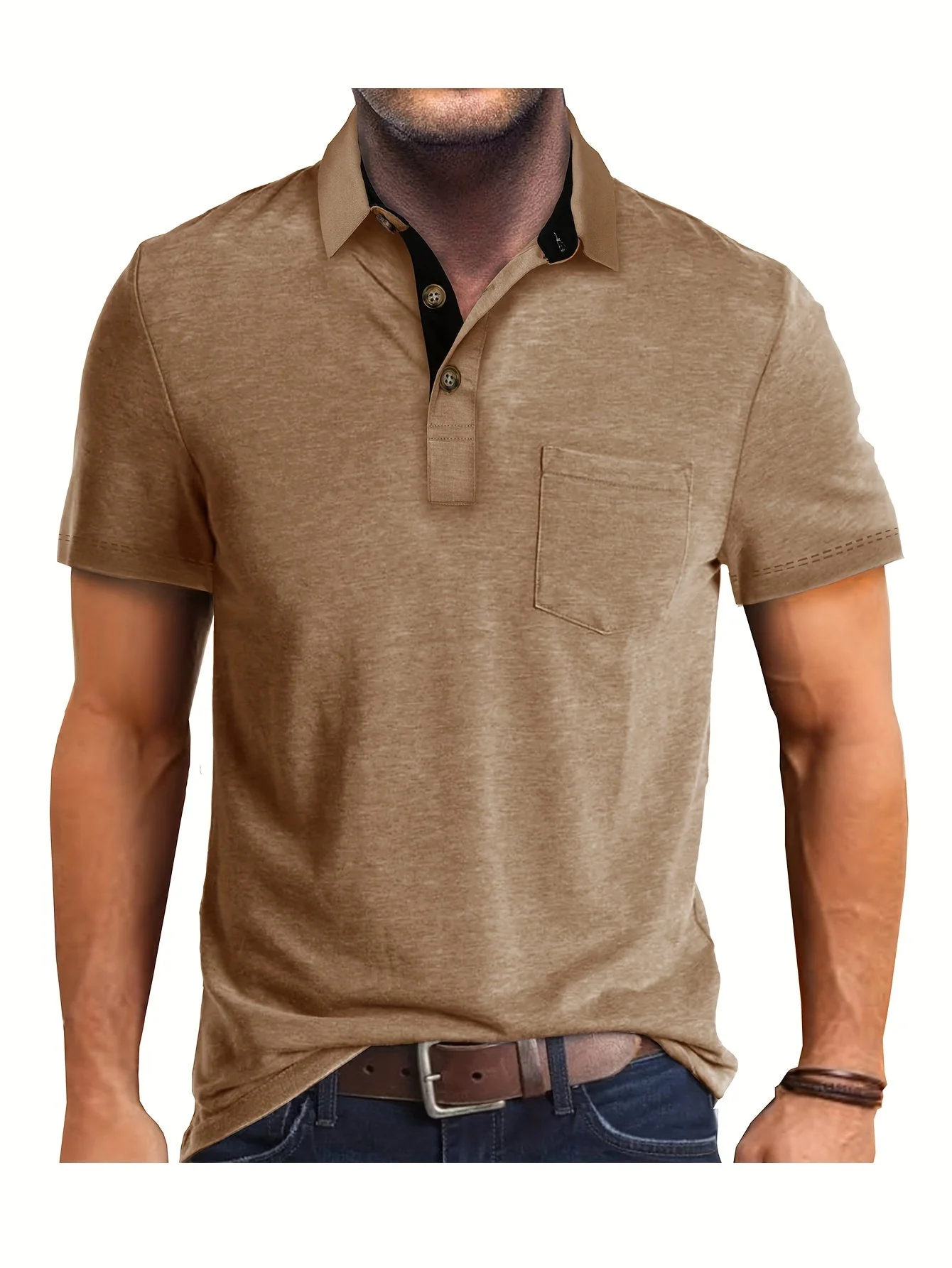 Polo décontracté pour homme à poche poitrine, style élégant pour usage quotidien ou bureau - Image 11