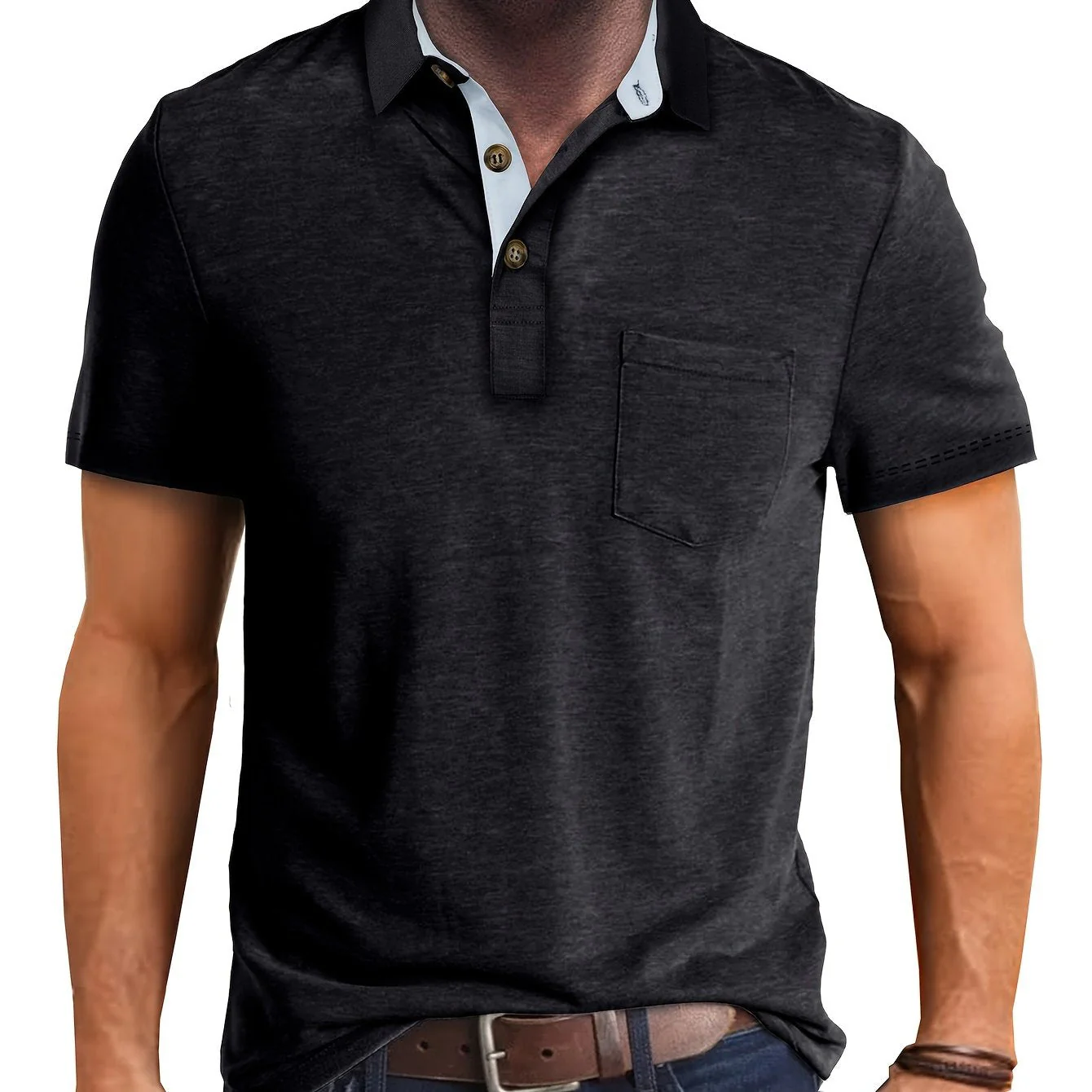 Polo décontracté pour homme à poche poitrine, style élégant pour usage quotidien ou bureau - Image 12