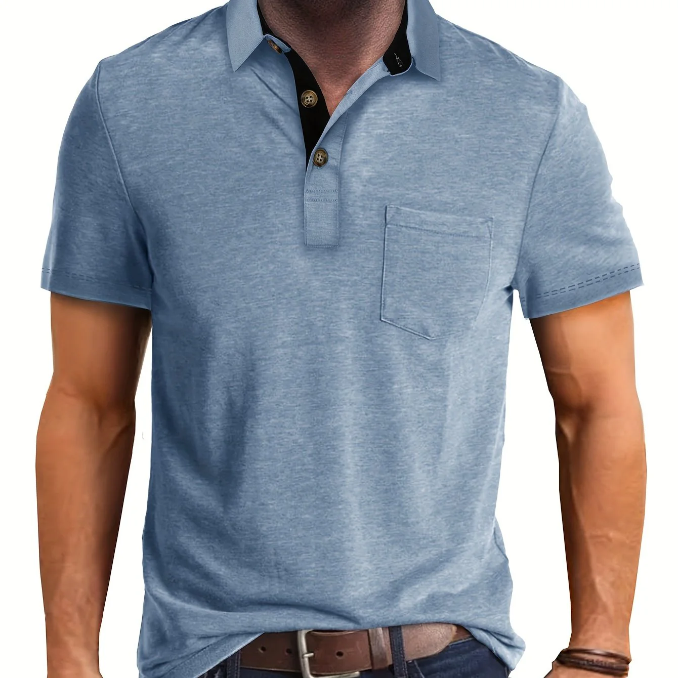 Polo décontracté pour homme à poche poitrine, style élégant pour usage quotidien ou bureau - Image 13