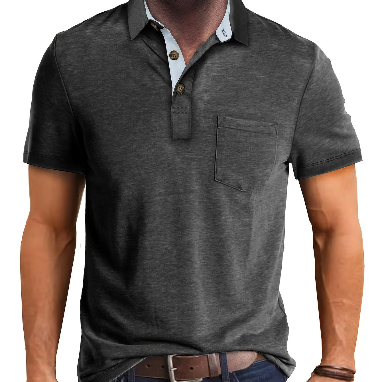 Polo décontracté pour homme à poche poitrine, style élégant pour usage quotidien ou bureau - Image 14