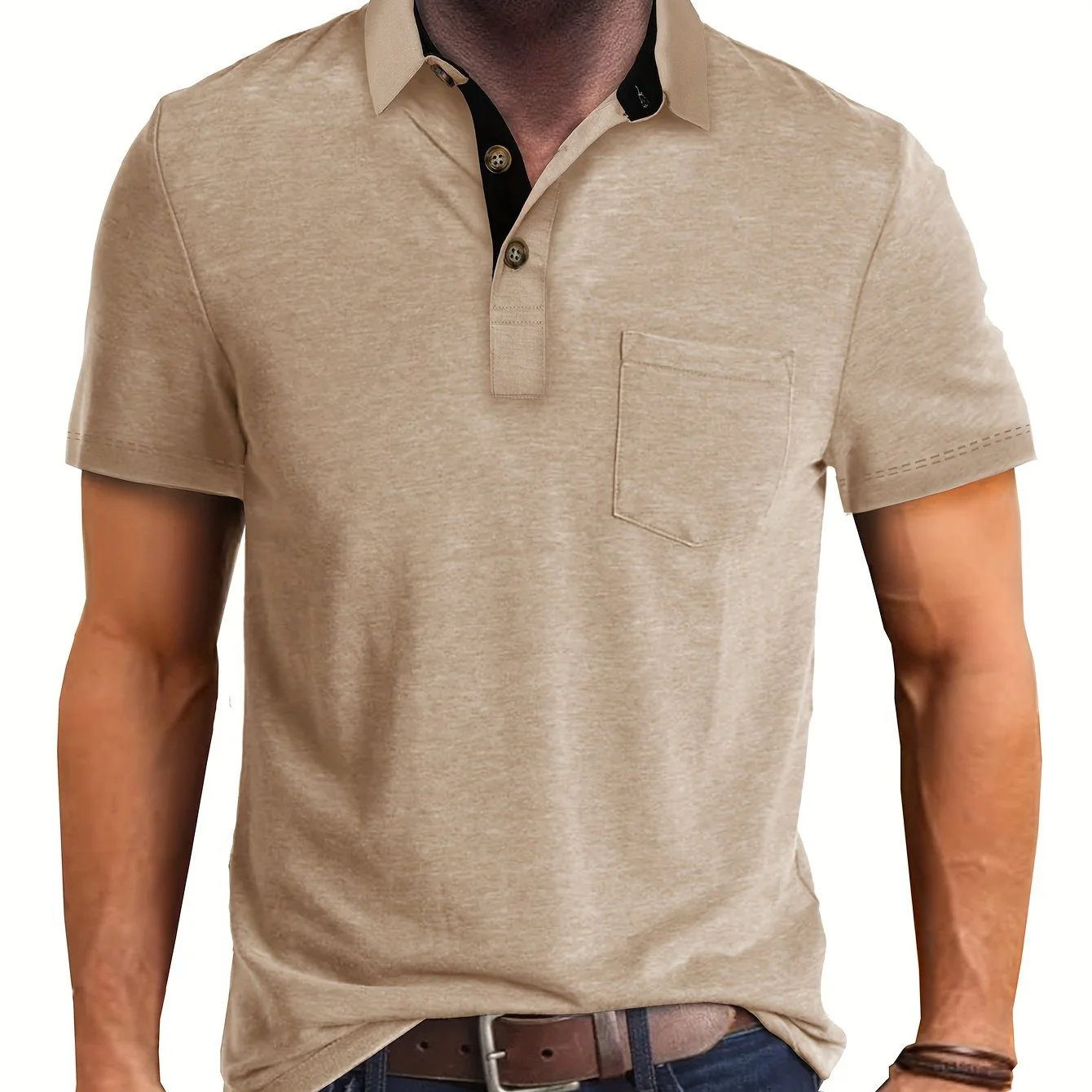 Polo décontracté pour homme à poche poitrine, style élégant pour usage quotidien ou bureau - Image 16