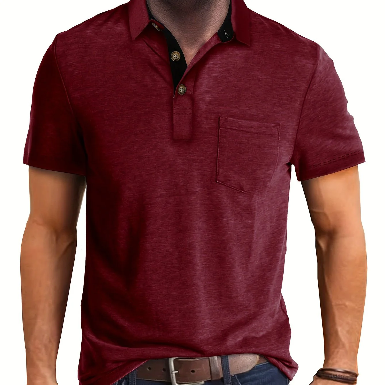 Polo décontracté pour homme à poche poitrine, style élégant pour usage quotidien ou bureau - Image 18