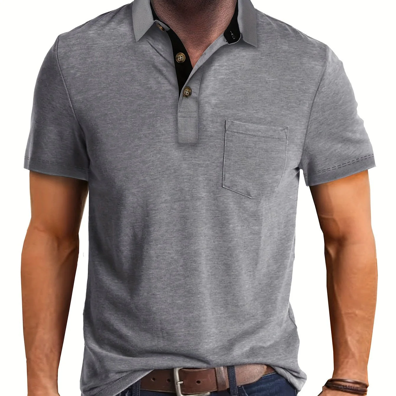 Polo décontracté pour homme à poche poitrine, style élégant pour usage quotidien ou bureau - Image 19