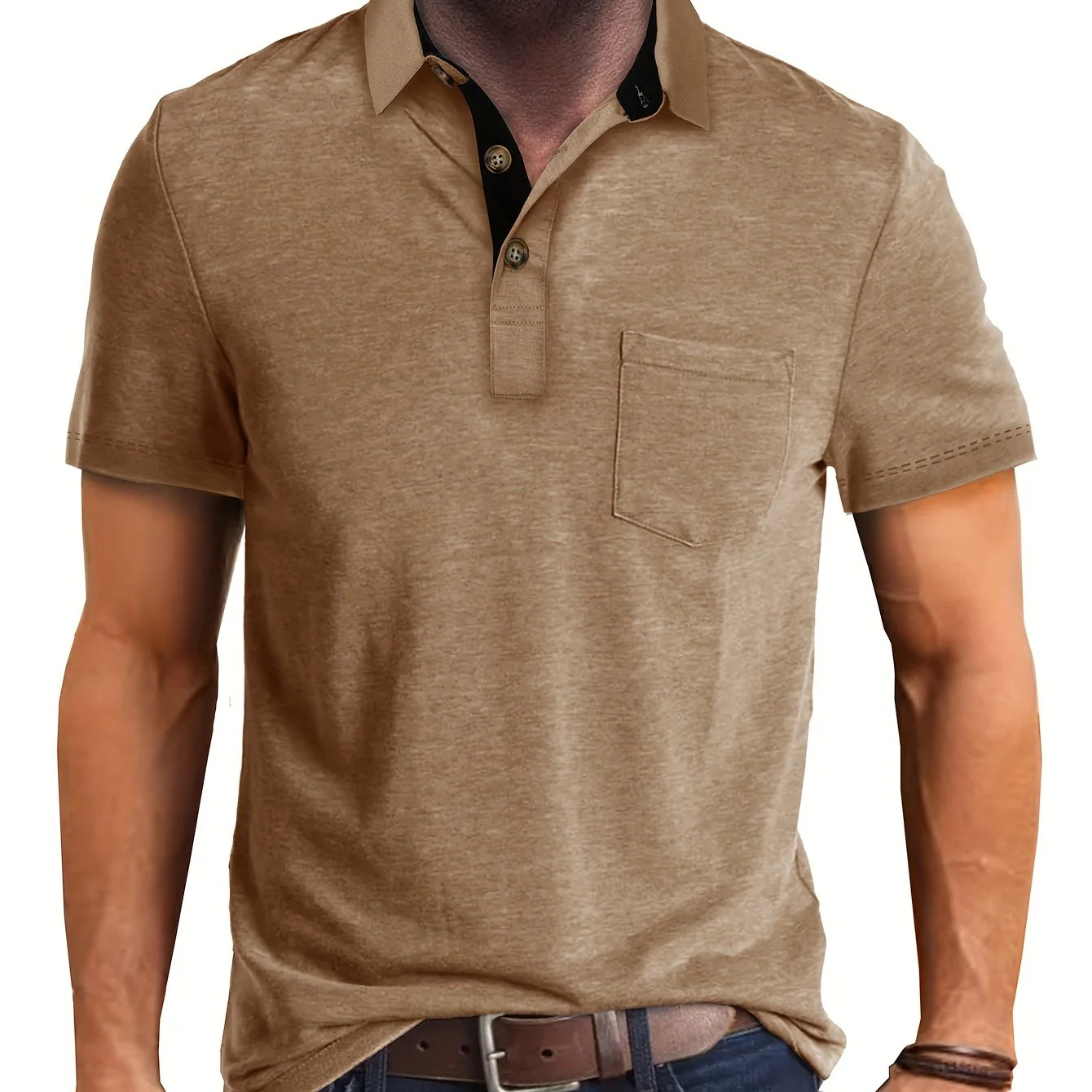 Polo décontracté pour homme à poche poitrine, style élégant pour usage quotidien ou bureau - Image 20