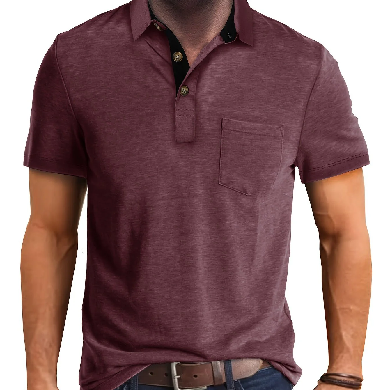 Polo décontracté pour homme à poche poitrine, style élégant pour usage quotidien ou bureau - Image 22