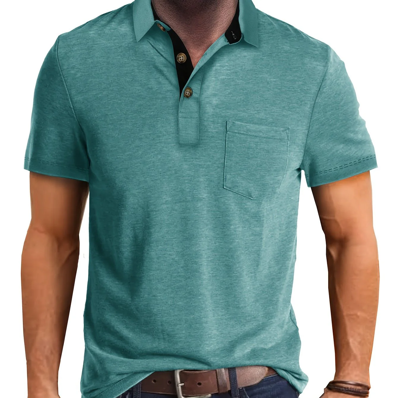 Polo décontracté pour homme à poche poitrine, style élégant pour usage quotidien ou bureau - Image 23