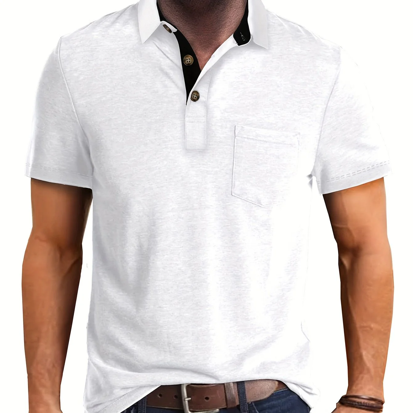 Polo décontracté pour homme à poche poitrine, style élégant pour usage quotidien ou bureau - Image 24