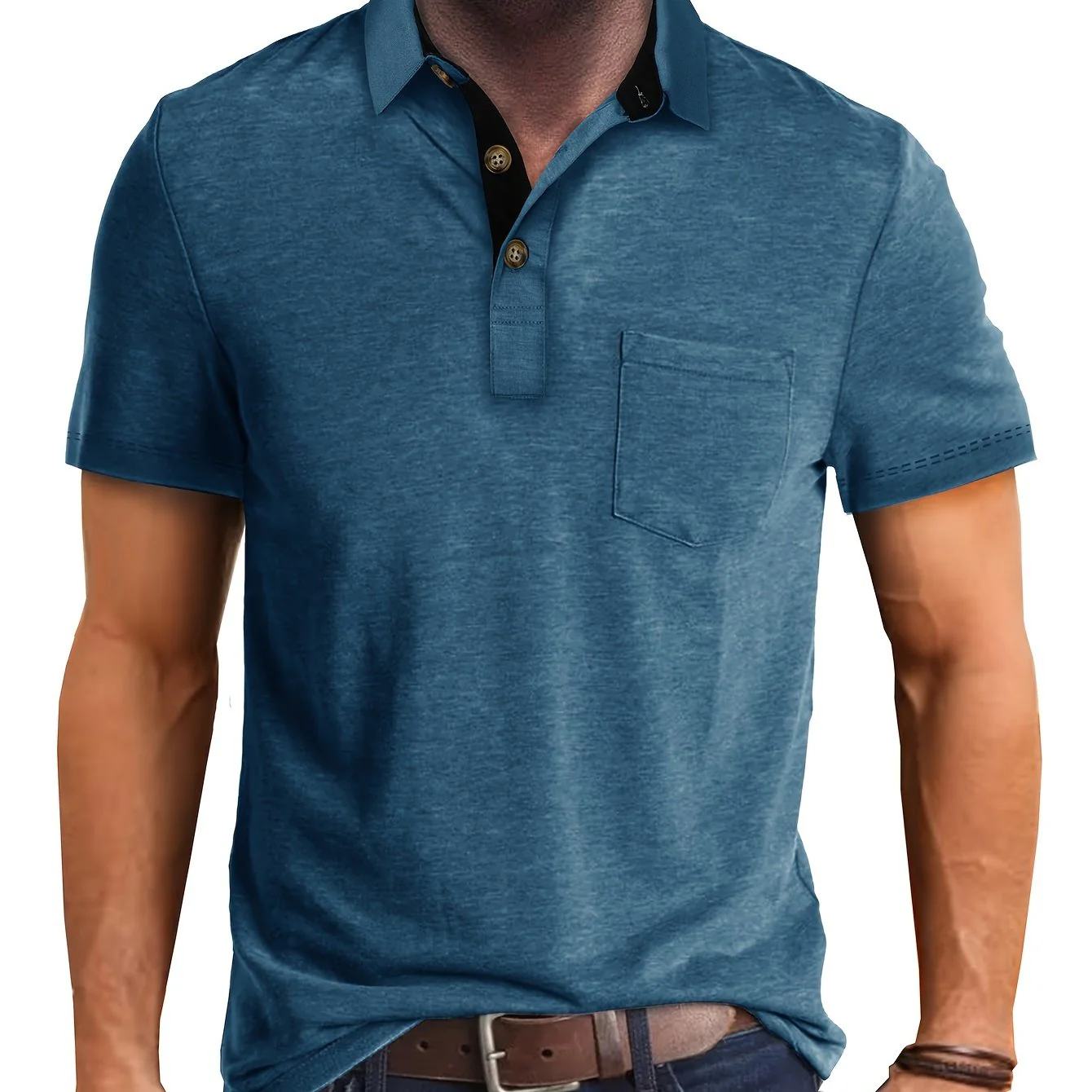 Polo décontracté pour homme à poche poitrine, style élégant pour usage quotidien ou bureau - Image 25