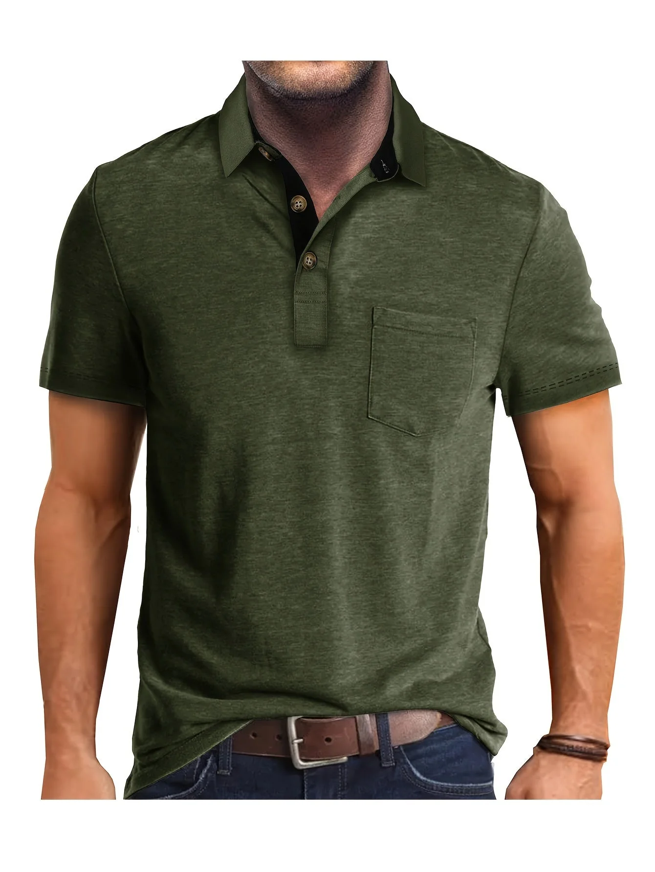 Polo décontracté pour homme à poche poitrine, style élégant pour usage quotidien ou bureau - Image 4
