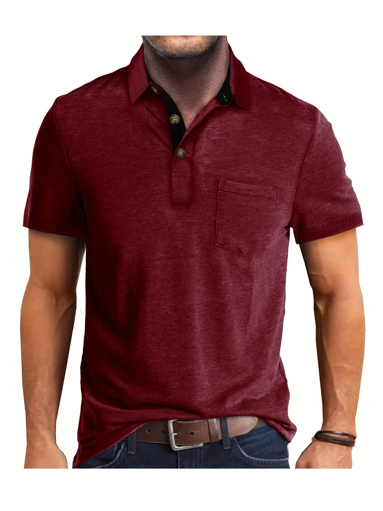 Polo décontracté pour homme à poche poitrine, style élégant pour usage quotidien ou bureau - Image 5