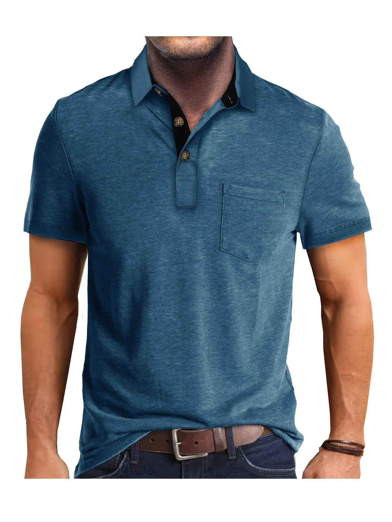Polo décontracté pour homme à poche poitrine, style élégant pour usage quotidien ou bureau - Image 6