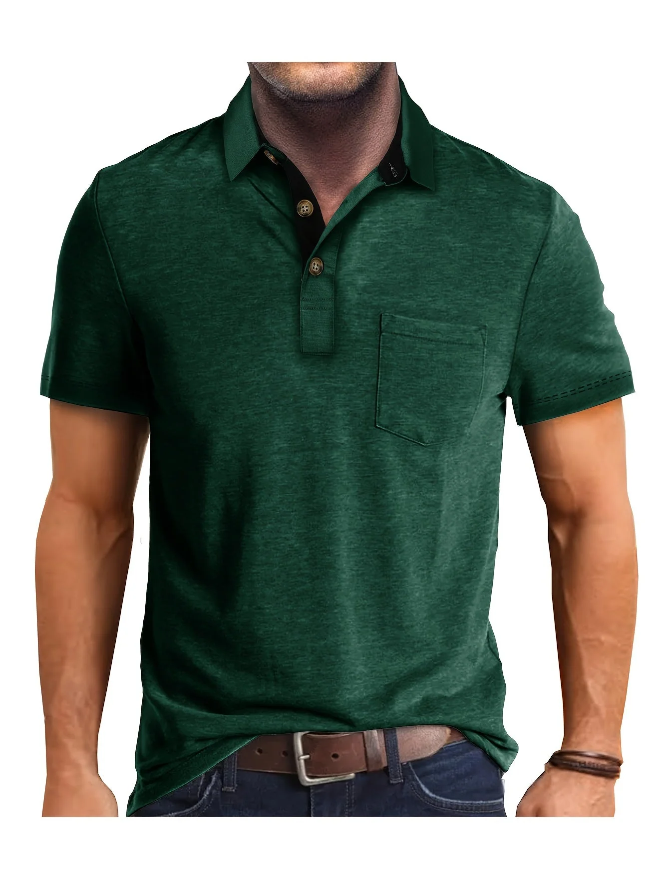 Polo décontracté pour homme à poche poitrine, style élégant pour usage quotidien ou bureau - Image 8