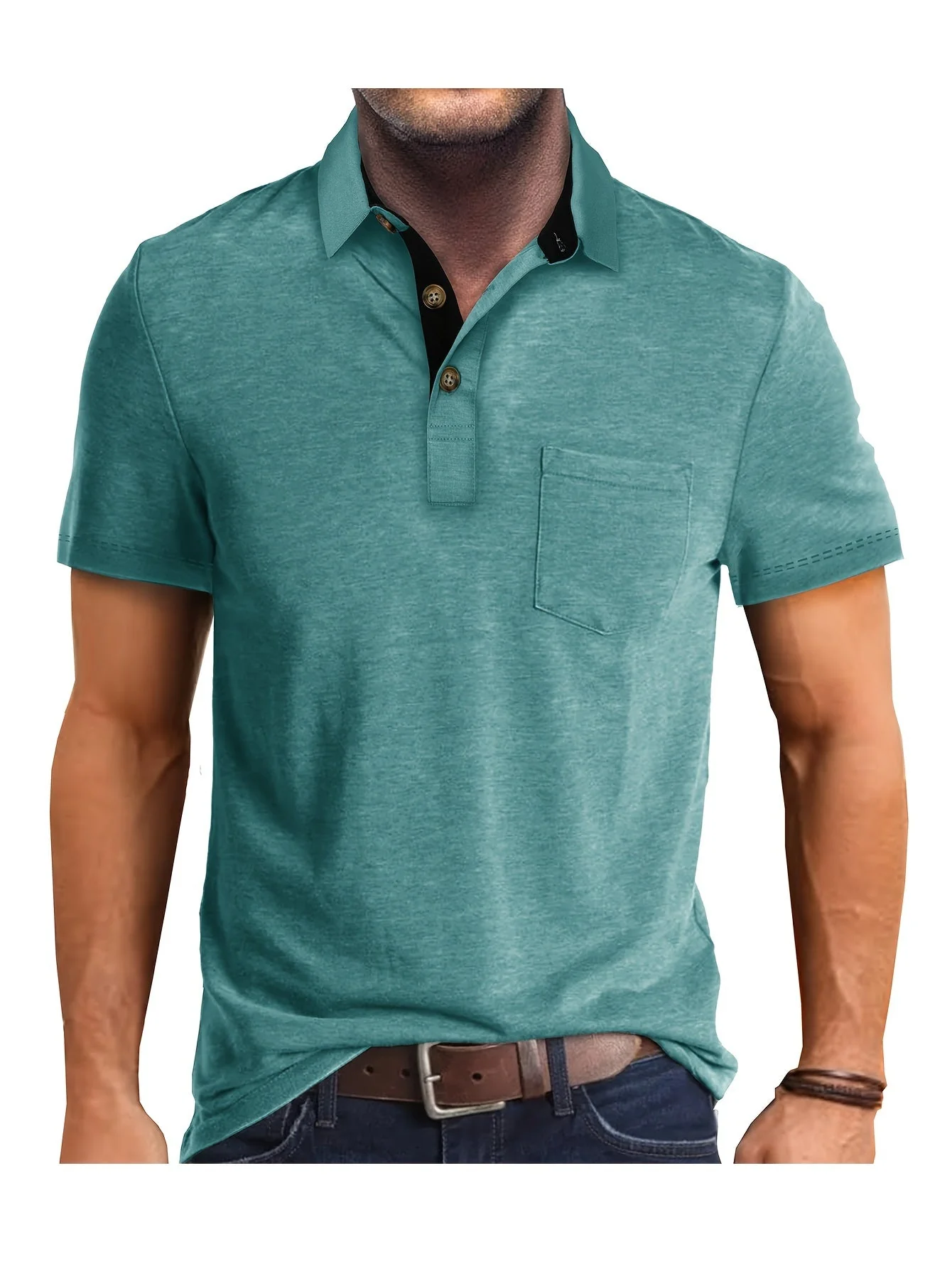 Polo décontracté pour homme à poche poitrine, style élégant pour usage quotidien ou bureau - Image 9