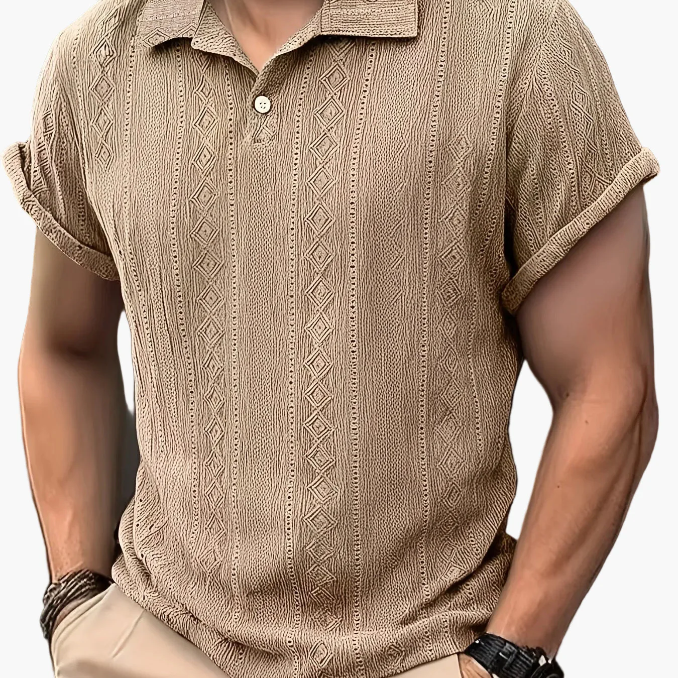 Polo décontracté pour homme style rétro tricoté été grande taille - Image 7