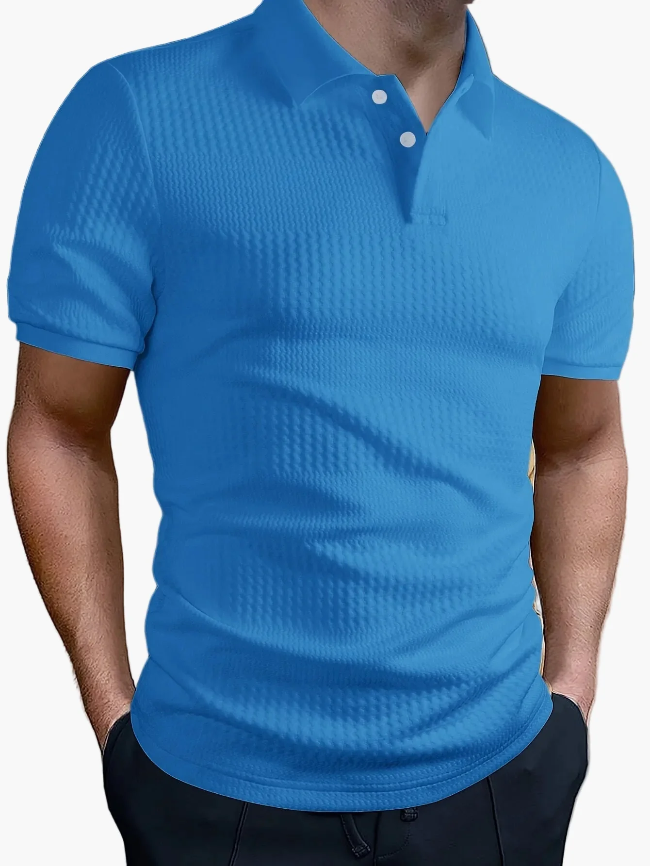 Polo homme ajusté style casual à motif géométrique pour l'été - Image 5