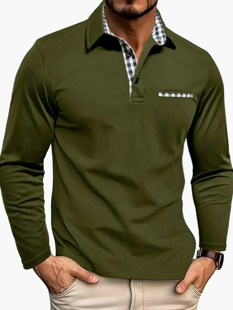Polo Homme Élégant Manches Longues Style Moderne pour Affaires et Loisirs - Image 3