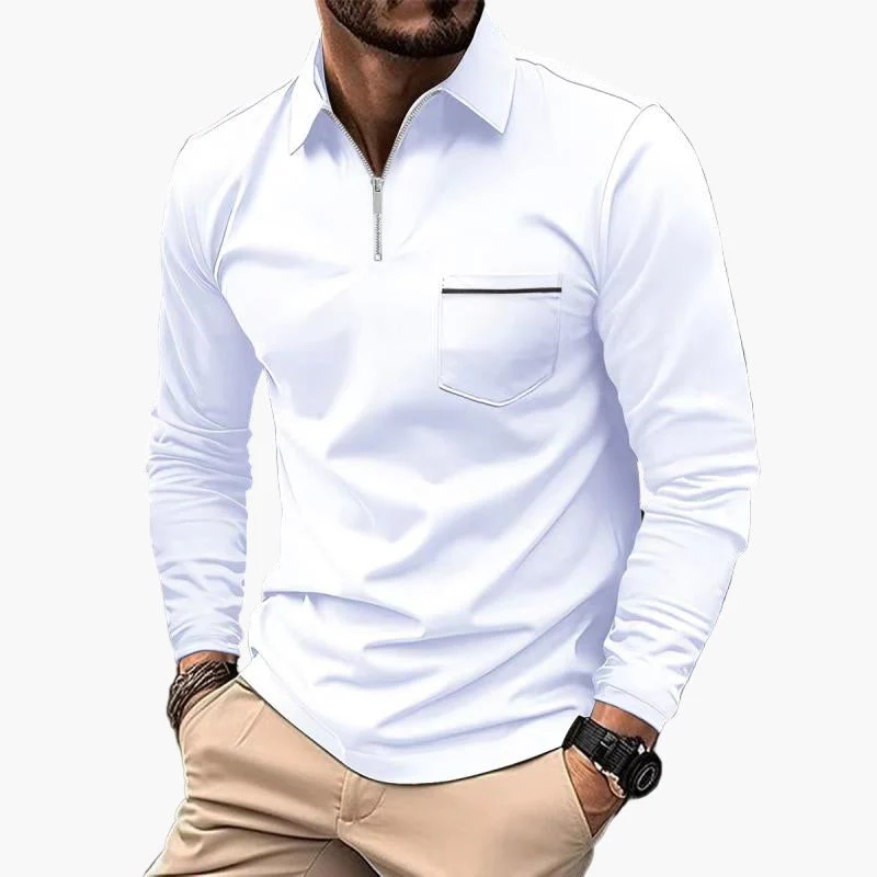 Polo à manches longues pour homme style classique avec poche poitrine, idéal pour le travail et les sorties - Image 5
