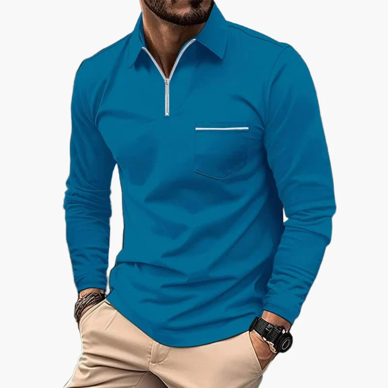 Polo à manches longues pour homme style classique avec poche poitrine, idéal pour le travail et les sorties - Image 6