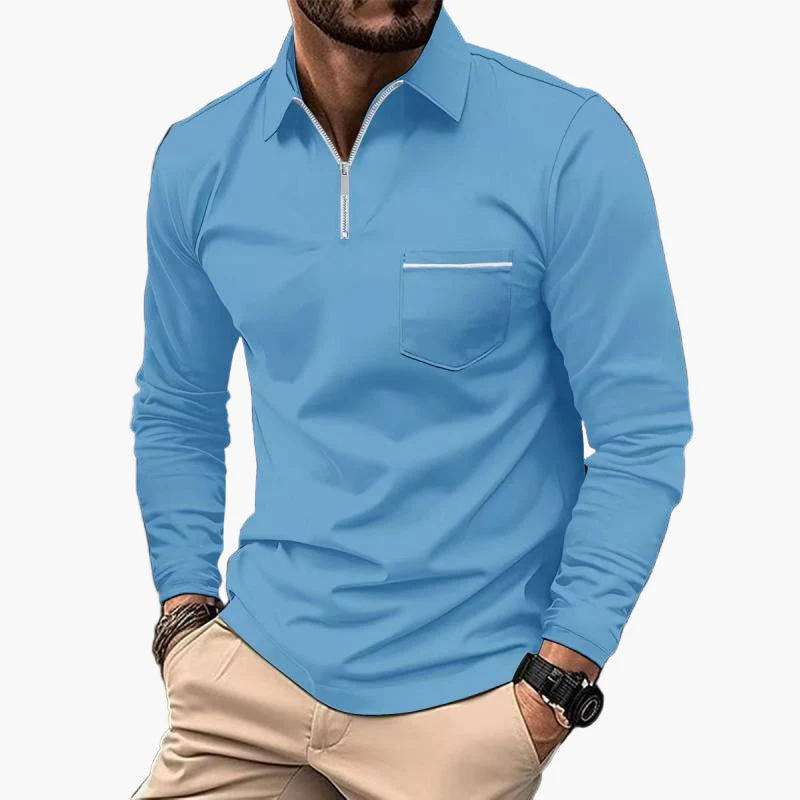 Polo à manches longues pour homme style classique avec poche poitrine, idéal pour le travail et les sorties - Image 8