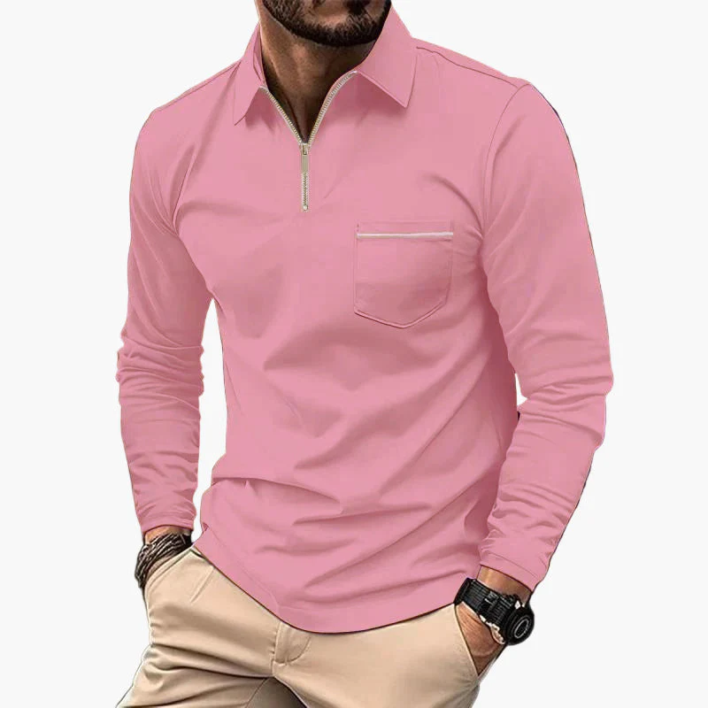 Polo à manches longues pour homme style classique avec poche poitrine, idéal pour le travail et les sorties - Image 9