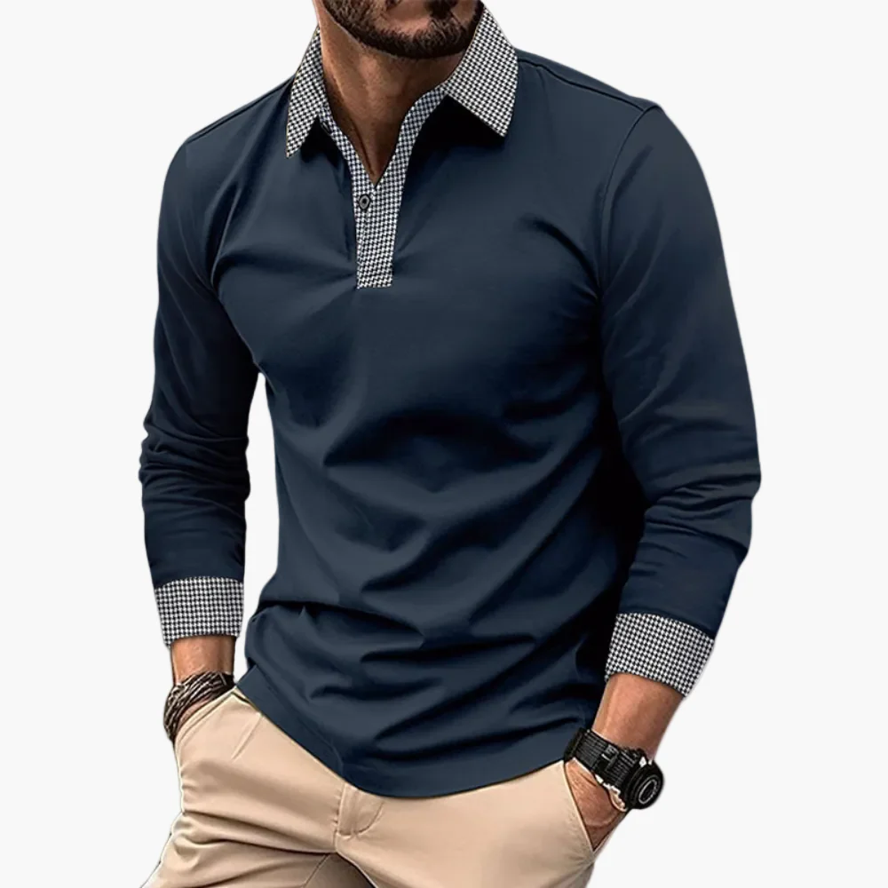 Polo à manches longues homme style décontracté élégant - Image 7