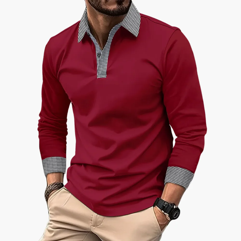 Polo à manches longues homme style décontracté élégant - Image 9