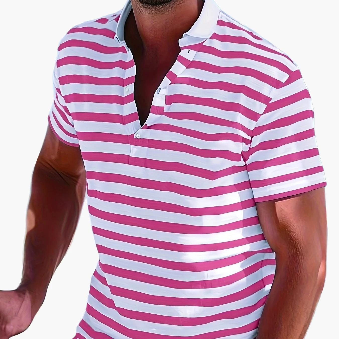 Polo marin à rayures homme style casual pour l'été - Image 12
