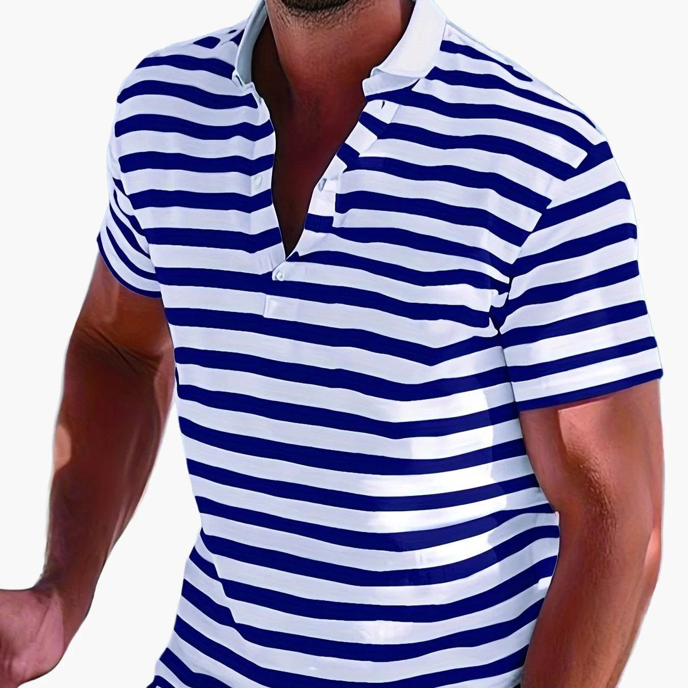 Polo marin à rayures homme style casual pour l'été - Image 13