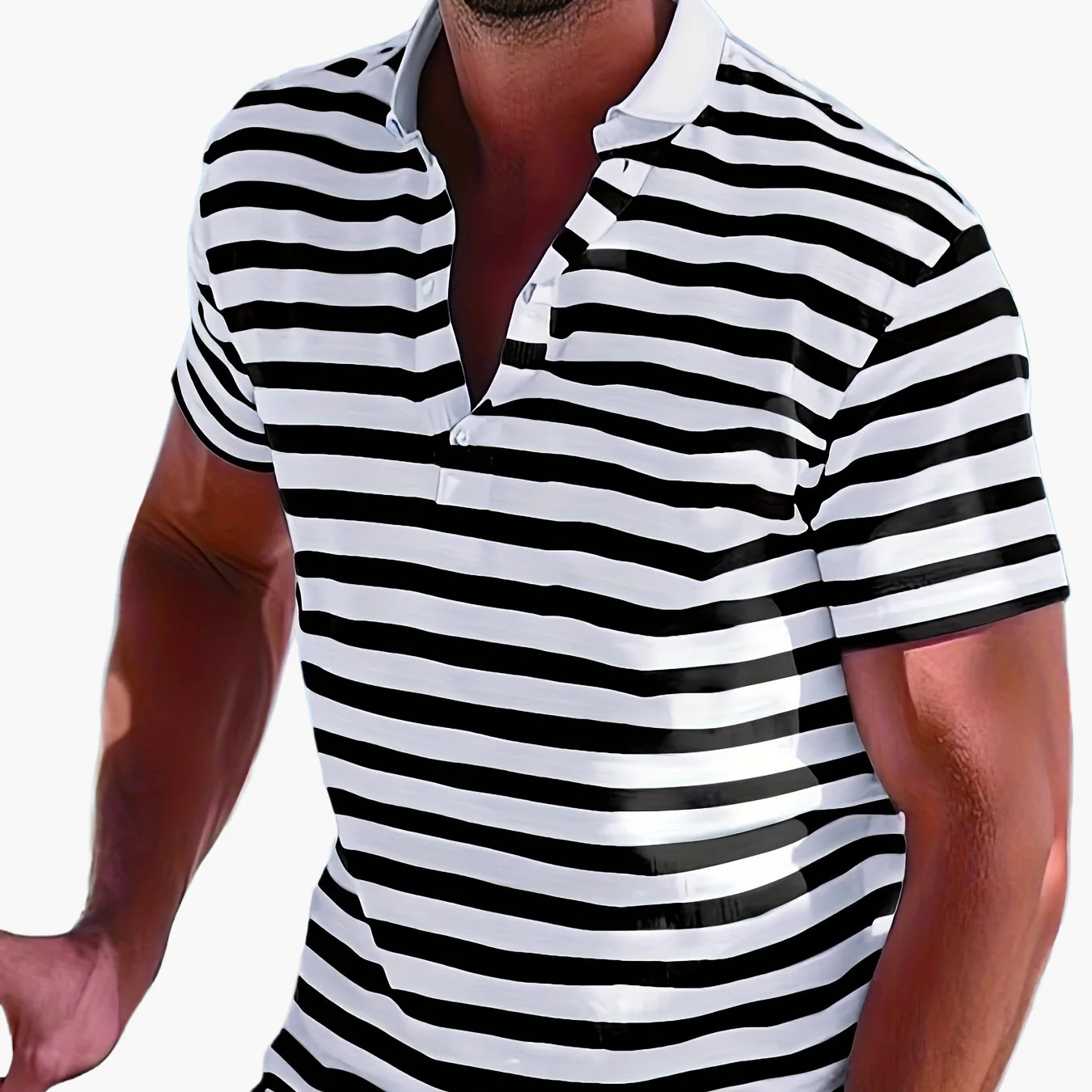 Polo marin à rayures homme style casual pour l'été - Image 14