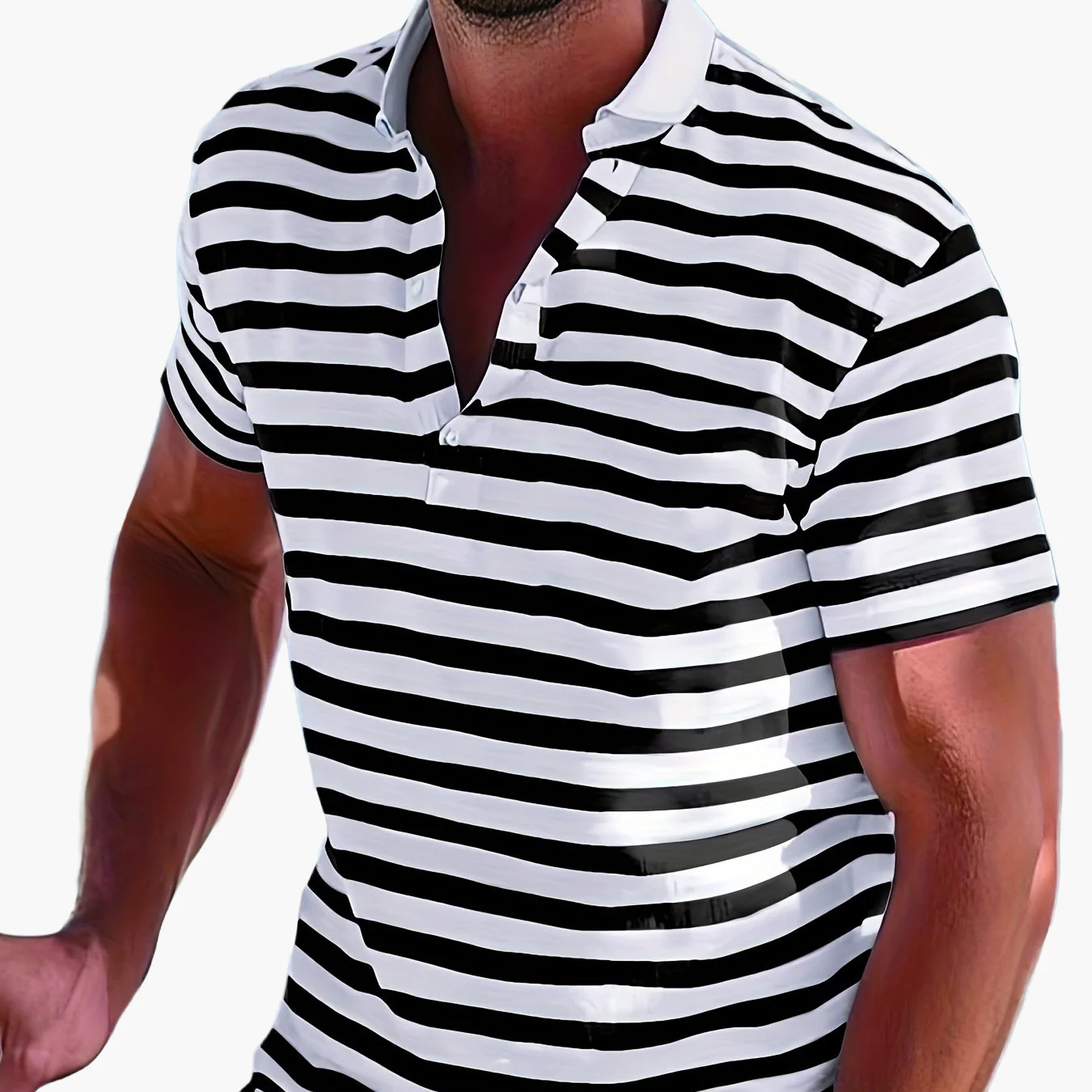 Polo marin à rayures homme style casual pour l'été - Image 15