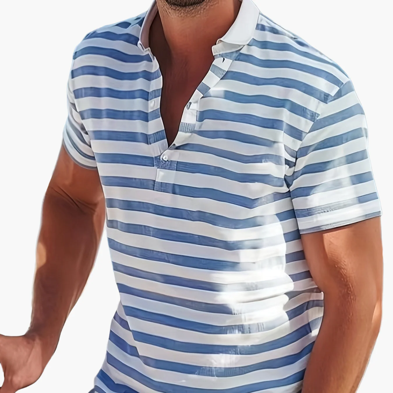 Polo marin à rayures homme style casual pour l'été - Image 16