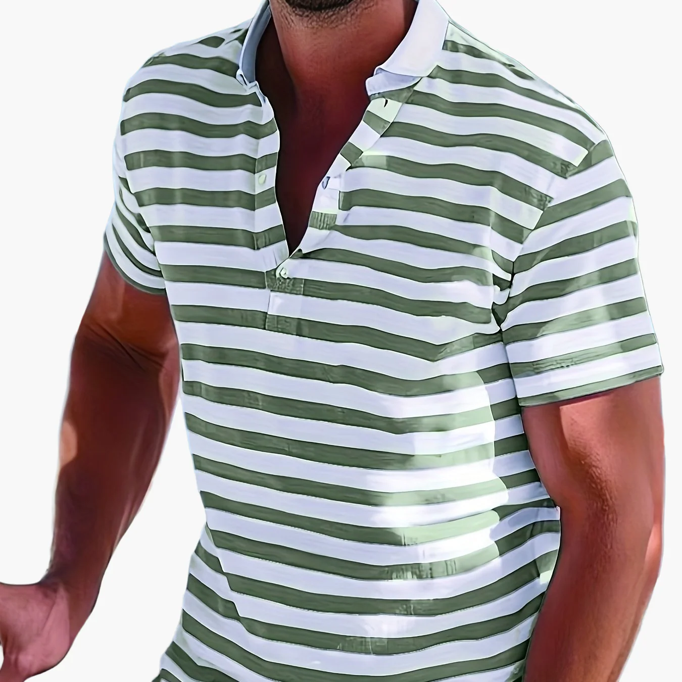 Polo marin à rayures homme style casual pour l'été - Image 17