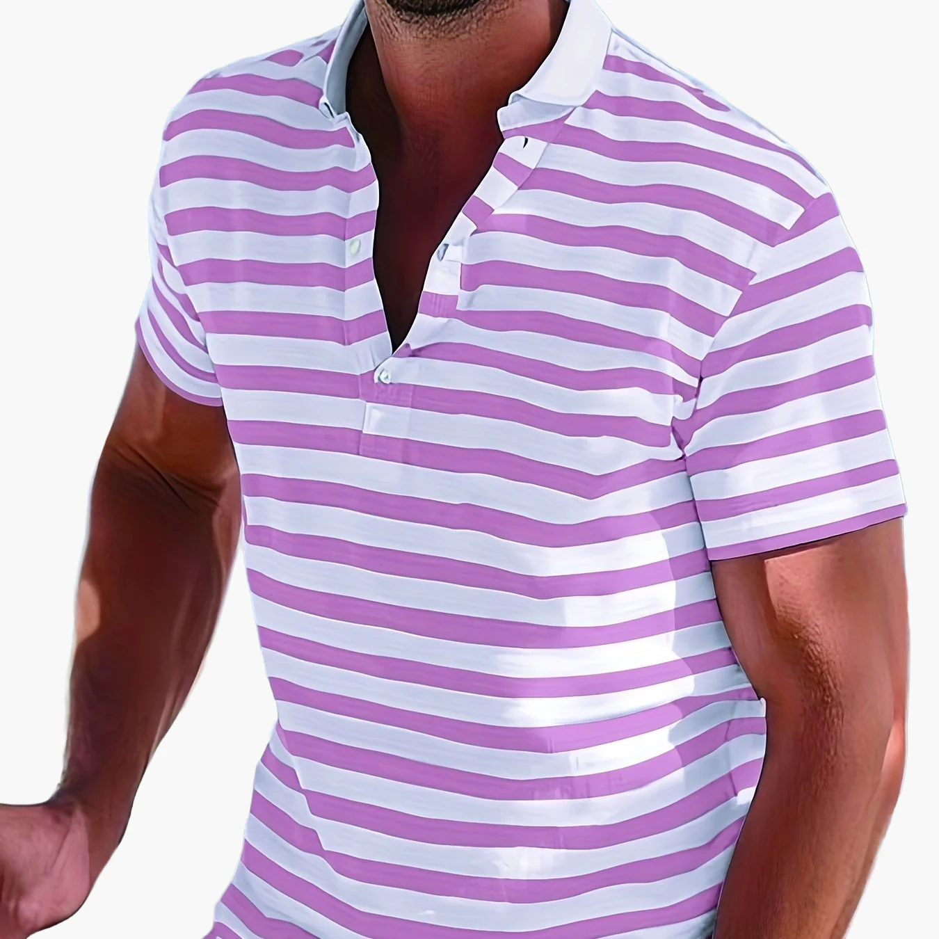 Polo marin à rayures homme style casual pour l'été - Image 18