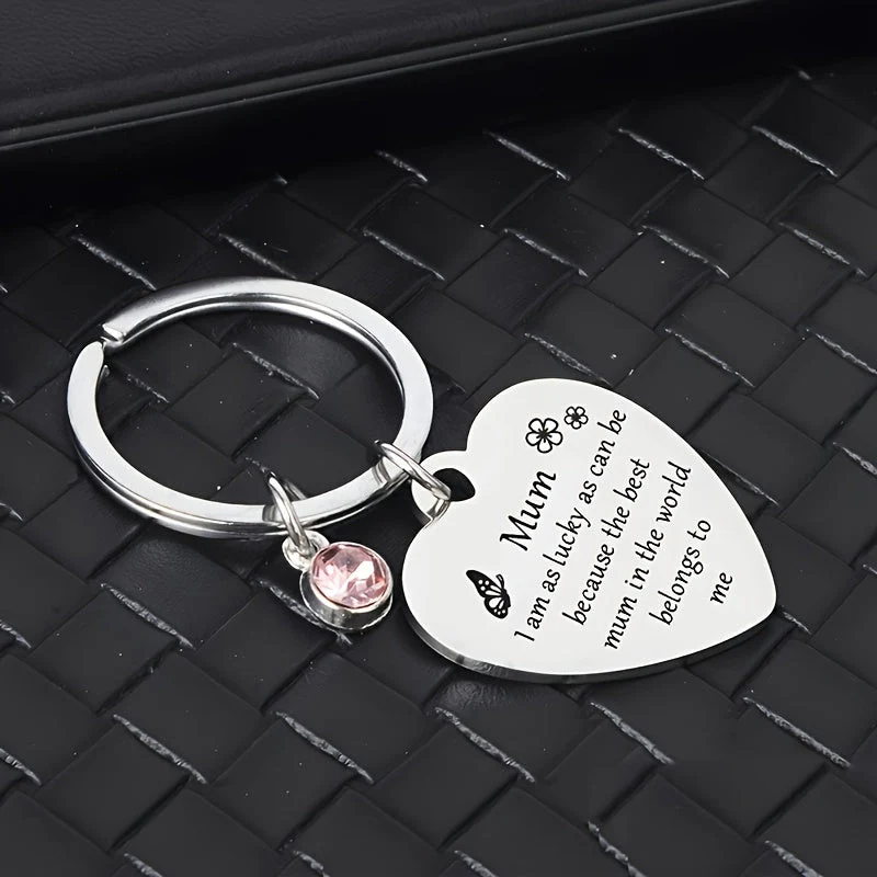 Porte-clés cœur pour femme – Cadeau sentimental fête des mères, message gravé pour maman - Image 4