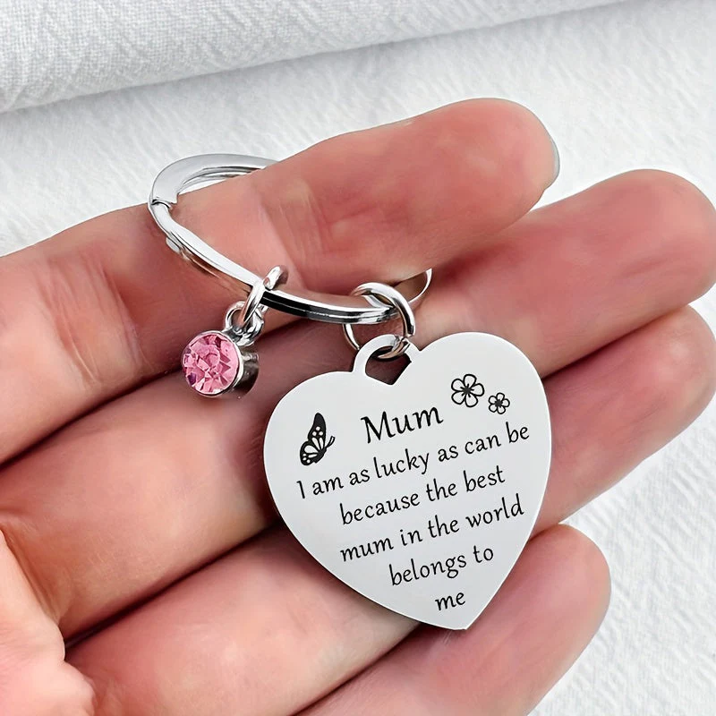 Porte-clés cœur pour femme – Cadeau sentimental fête des mères, message gravé pour maman - Image 8