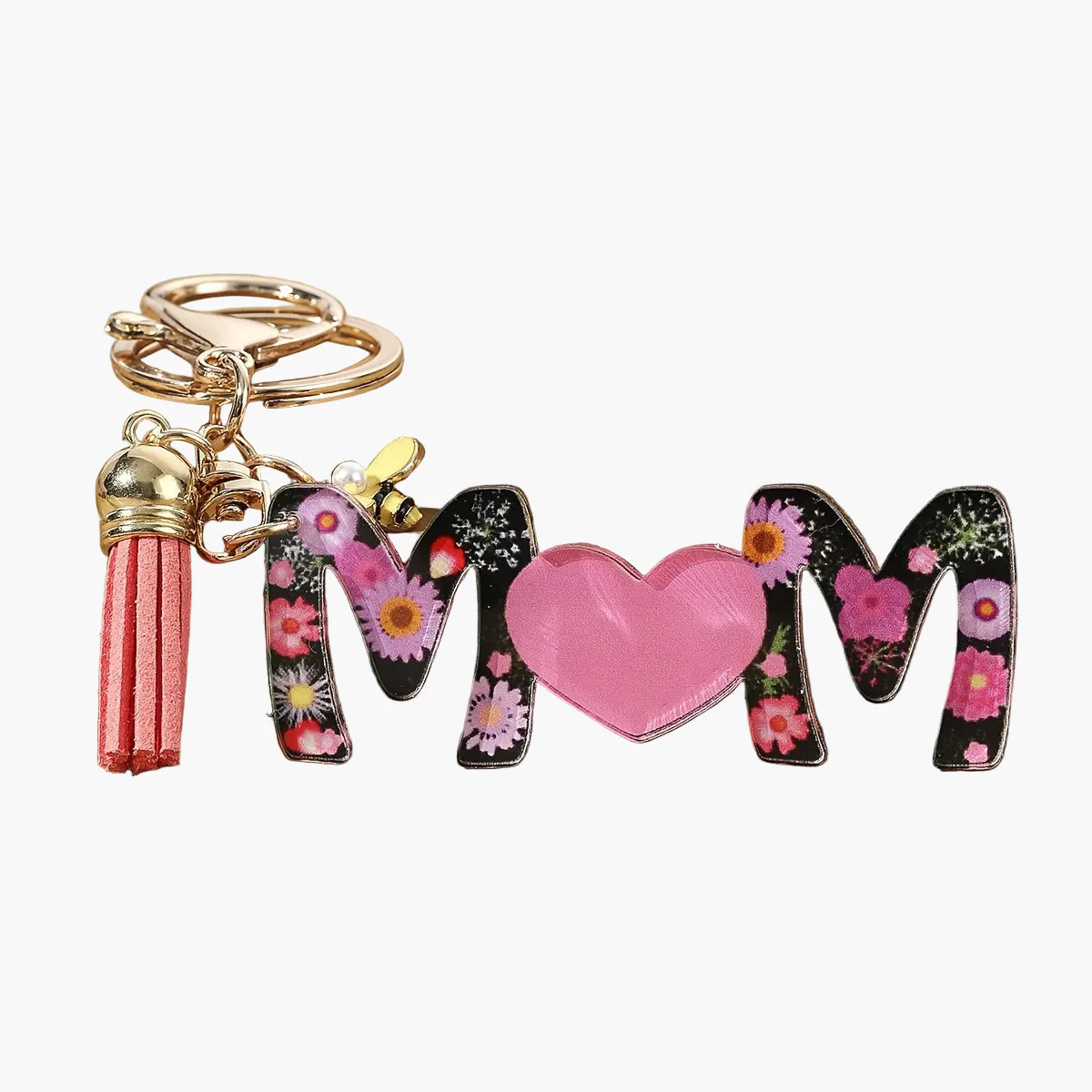 Porte-clés femme style tendance pour la fête des mères avec motif floral et cœur - Image 14