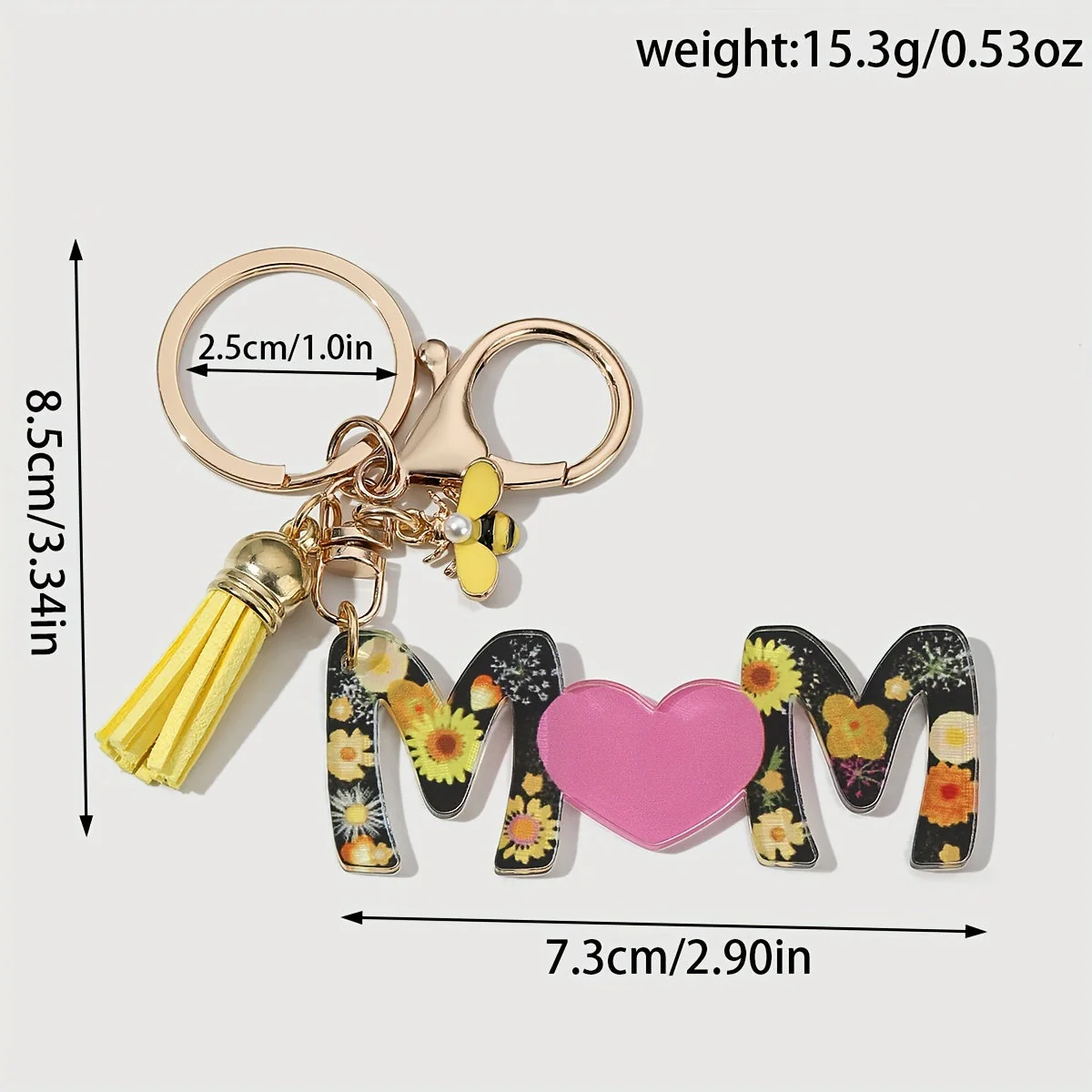 Porte-clés femme style tendance pour la fête des mères avec motif floral et cœur - Image 2
