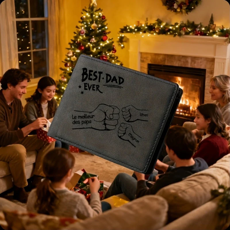 Portefeuille homme personnalisé fête des pères – Style famille, cadeau Best Dad Ever - Image 2