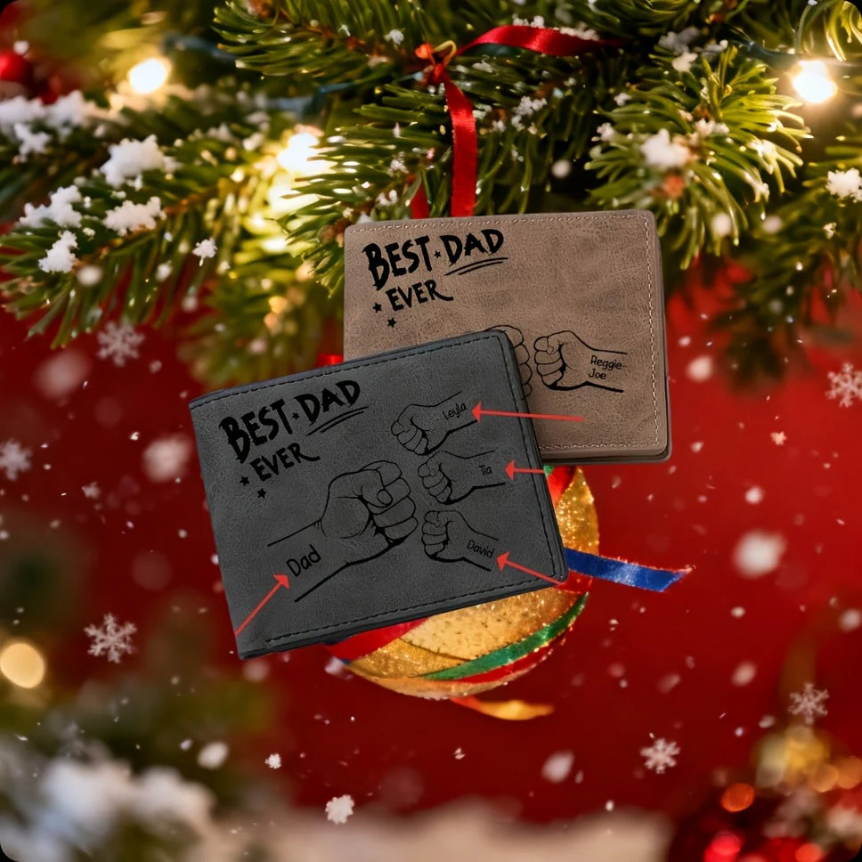 Portefeuille homme personnalisé fête des pères – Style famille, cadeau Best Dad Ever - Image 3