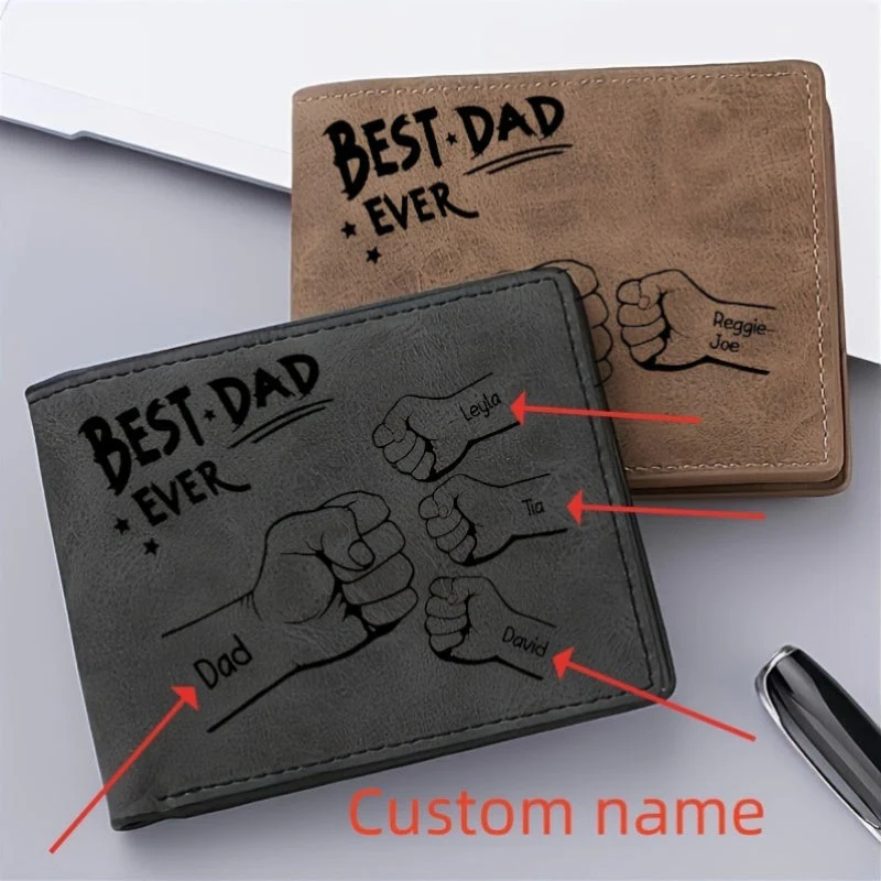 Portefeuille homme personnalisé fête des pères – Style famille, cadeau Best Dad Ever - Image 4