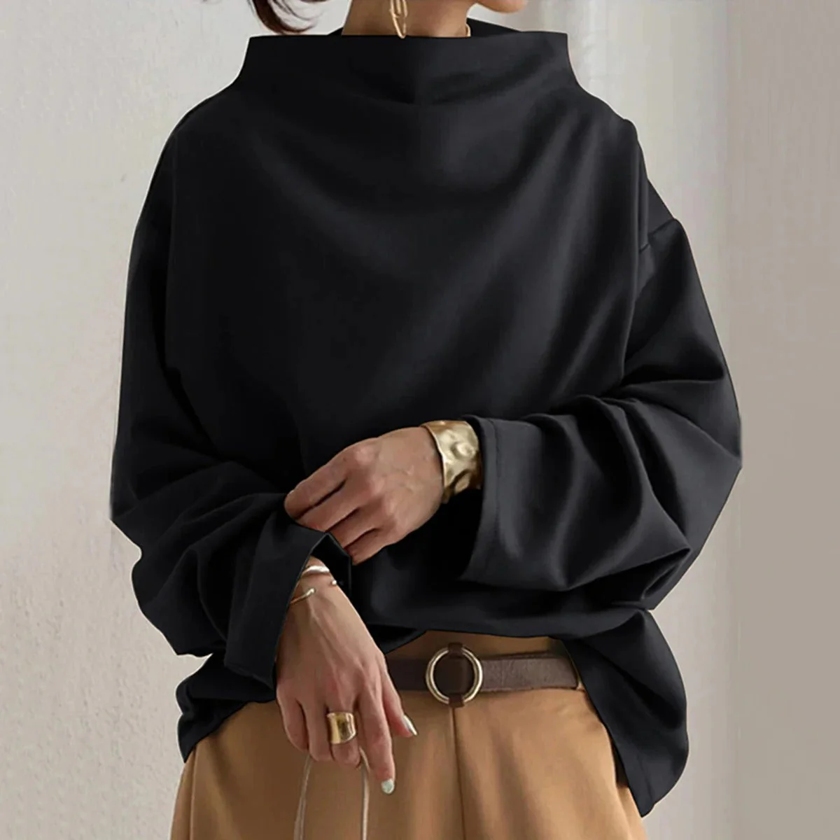 Pull à manches longues femme style oversize élégant pour usage quotidien ou bureau - Image 6