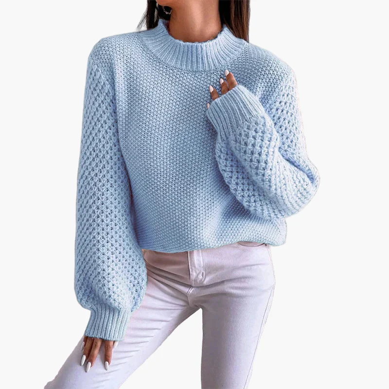 Pull ample femme style décontracté manches ballon tricot chic automne hiver - Image 2