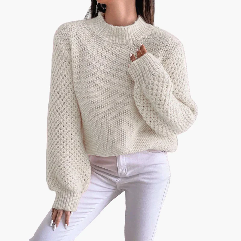 Pull ample femme style décontracté manches ballon tricot chic automne hiver - Image 3