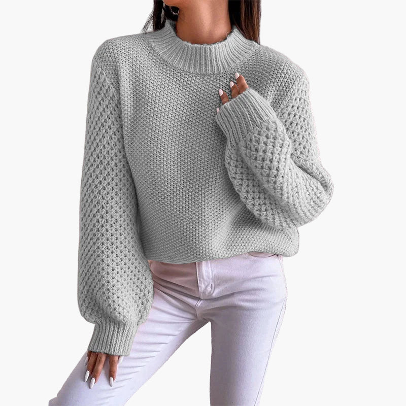 Pull ample femme style décontracté manches ballon tricot chic automne hiver - Image 4